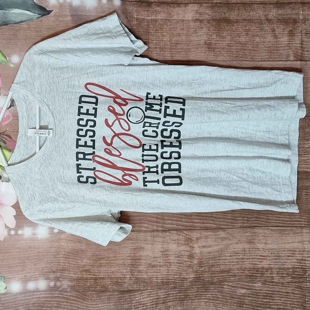 BELLA CANVAS GRAY T-SHIRT SIZE SMALL TRUE CRIME FAN